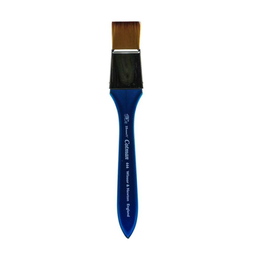 Winsor & Newton Cotman Watercolor Paint Brush, 1in, Wash Bristle, Synthetic, Blue MPN:5309125
