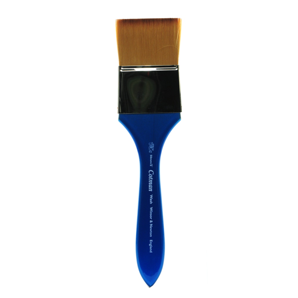 Winsor & Newton Cotman Watercolor Paint Brush, 2in, Wash Bristle, Synthetic, Blue MPN:5309150
