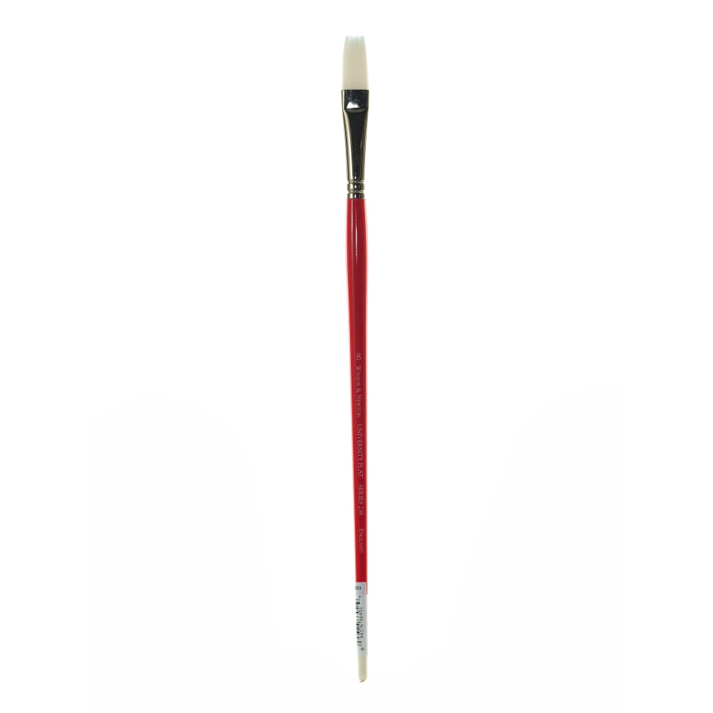Winsor & Newton University Series Long-Handle Paint Brush 236, Size 8, Flat Bristle, Red MPN:5417008