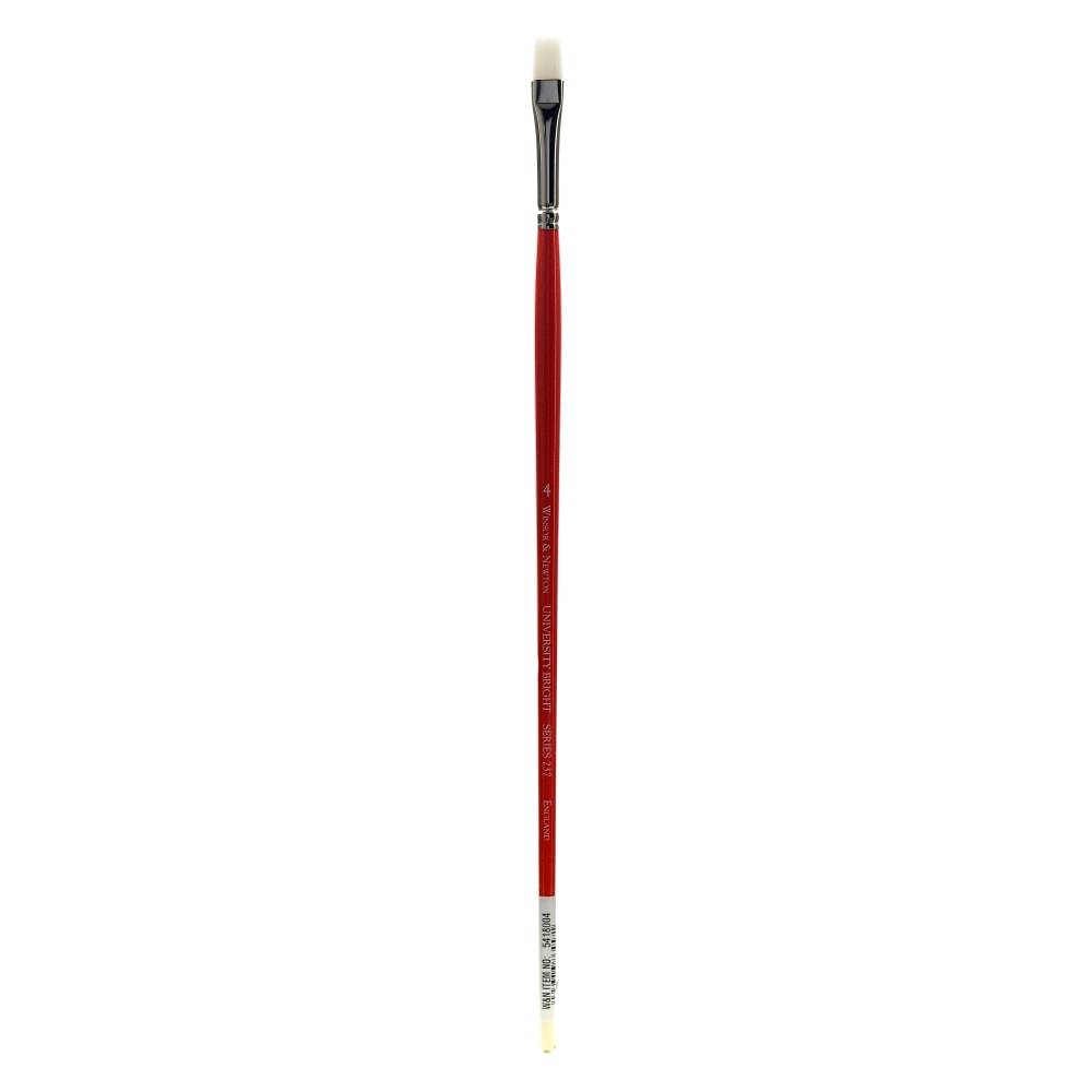 Winsor & Newton University Series Long-Handle Paint Brush 237, Size 4, Bright Bristle, Red MPN:5418004