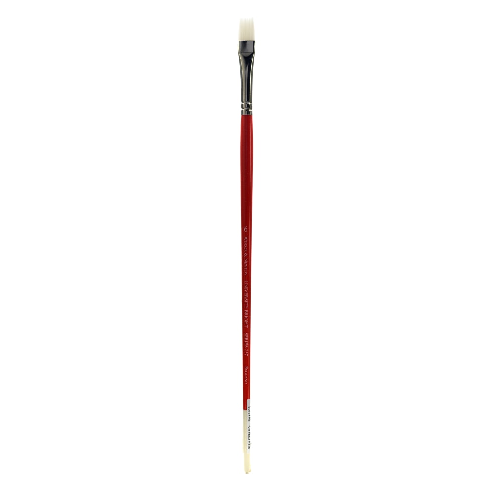 Winsor & Newton University Series Long-Handle Paint Brush 237, Size 6, Bright Bristle, Red MPN:5418006