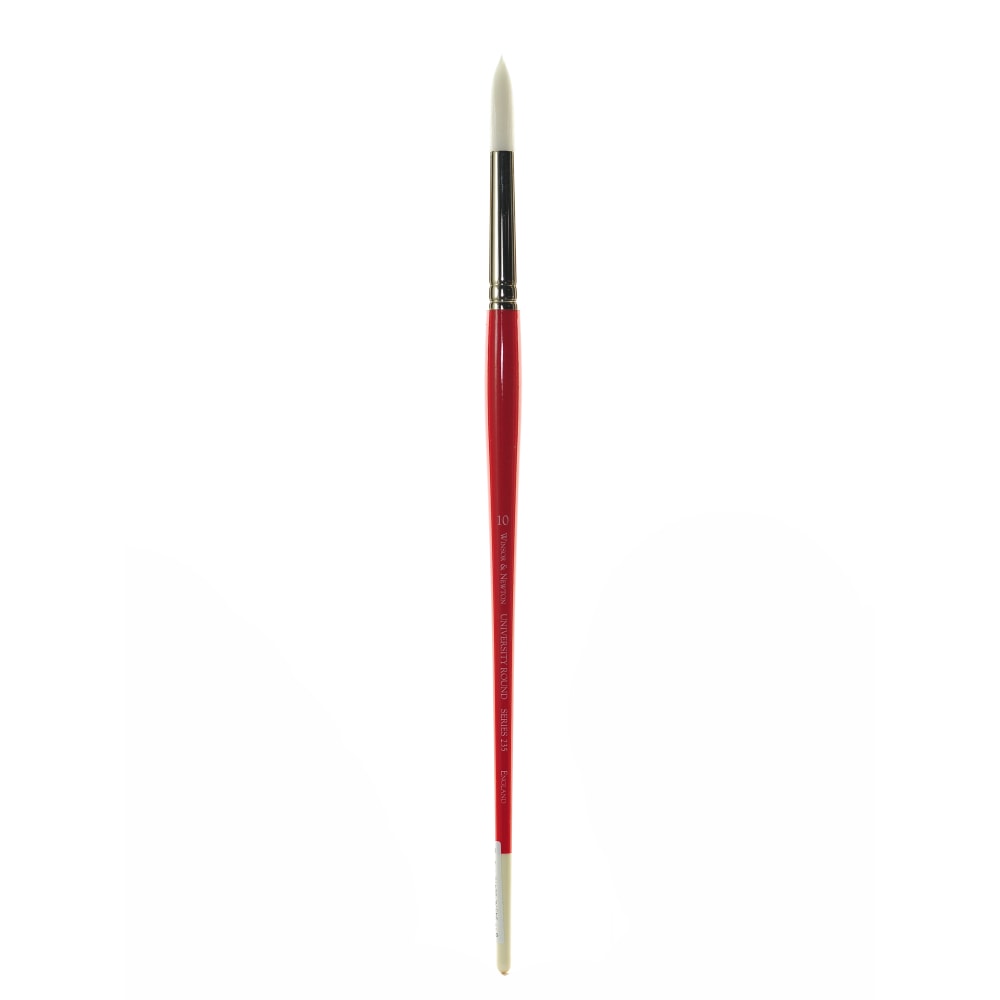 Winsor & Newton University Series Long-Handle Paint Brush 235, Size 10, Round Bristle, Red MPN:5419010