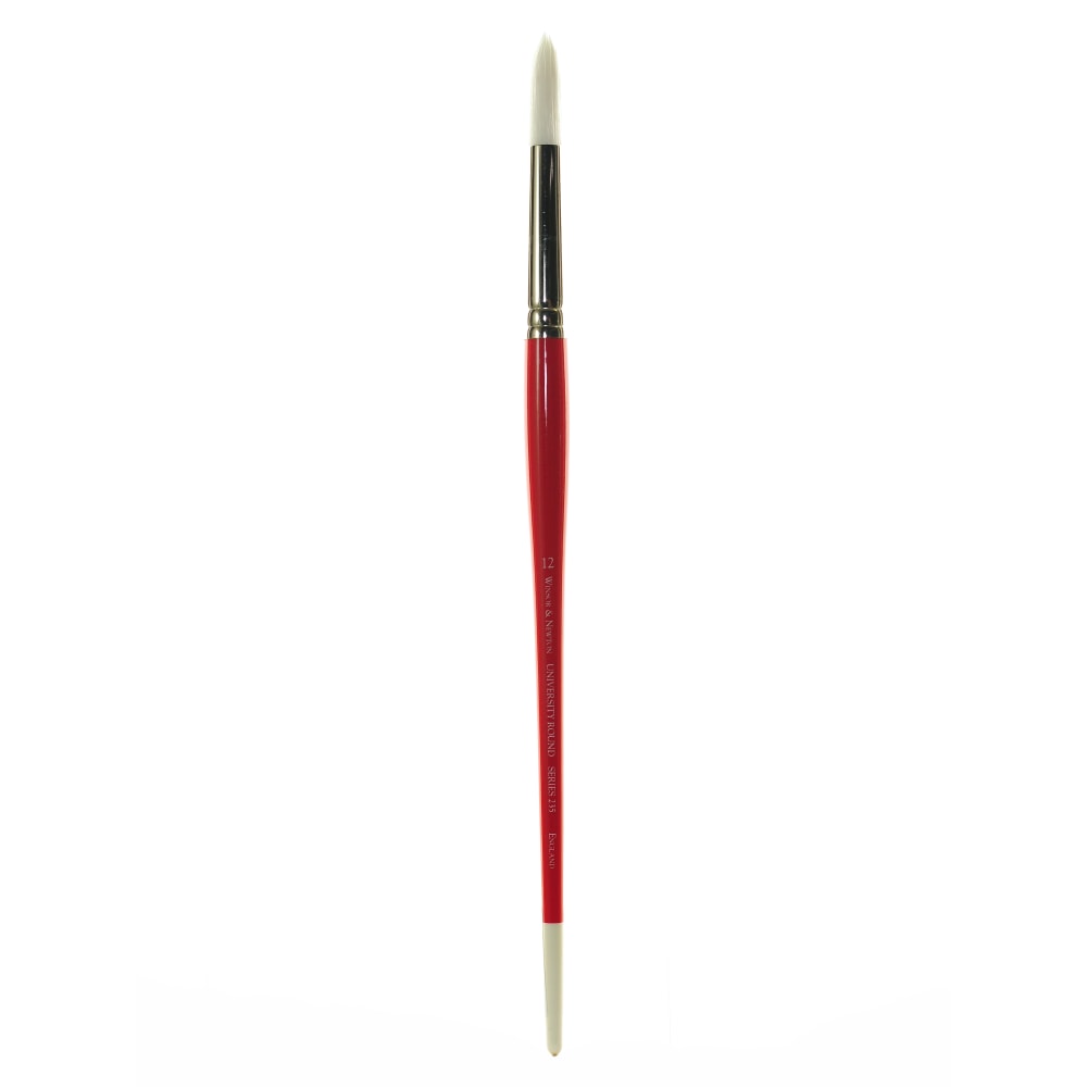 Winsor & Newton University Series Long-Handle Paint Brush 235, Size 12, Round Bristle, Hg Hair, Red MPN:5419012