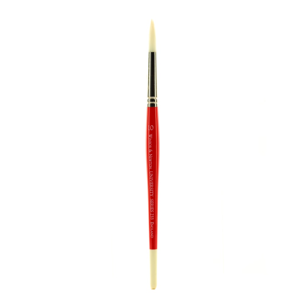 Winsor & Newton University Series Short-Handle Paint Brush, Size 10, Round Bristle, Red MPN:5423010