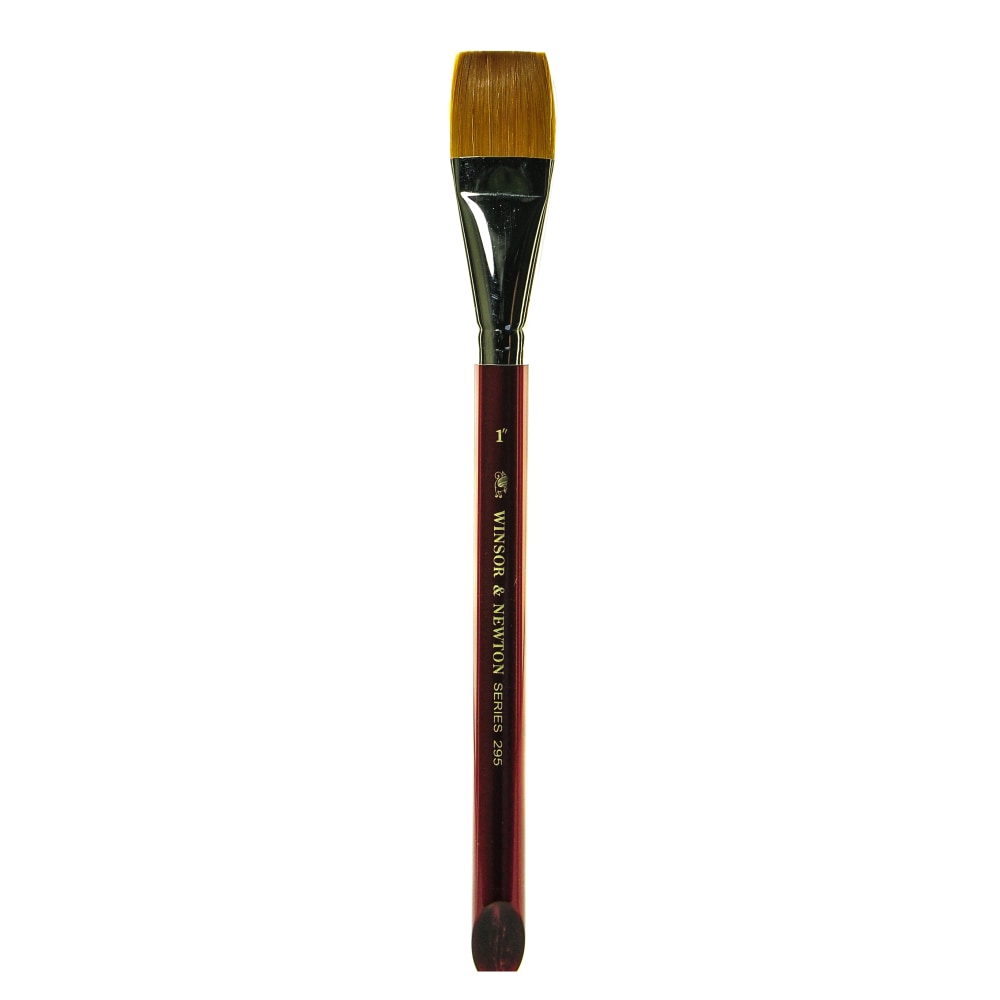Winsor & Newton Series 295 Paint Brush, 1in, Flat Bristle, Nylon, Burdgundy MPN:5429125
