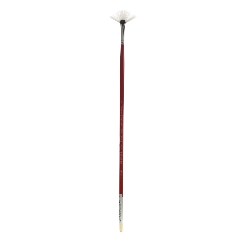 Winsor & Newton University Series Long-Handle Paint Brush 238, Size 1, Fan Bristle, Red MPN:5462001