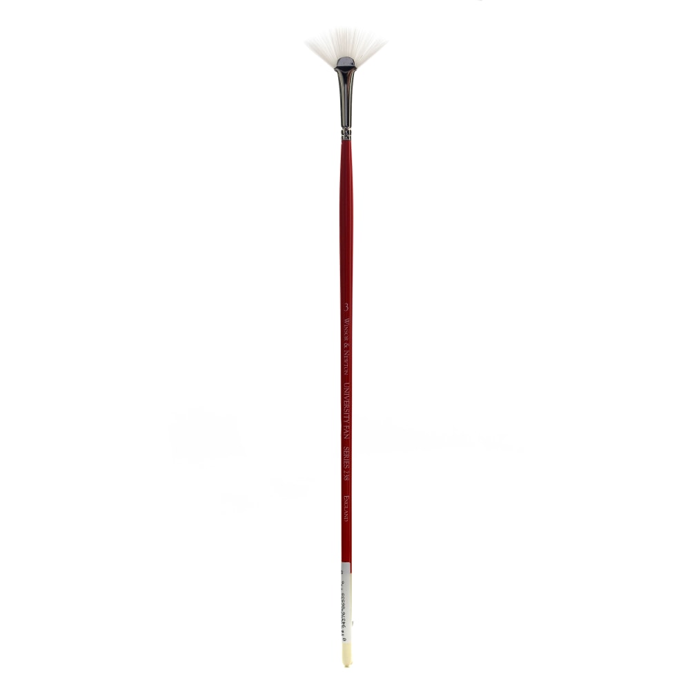 Winsor & Newton University Series Long-Handle Paint Brush 238, Size 3, Fan Bristle, Red MPN:5462003