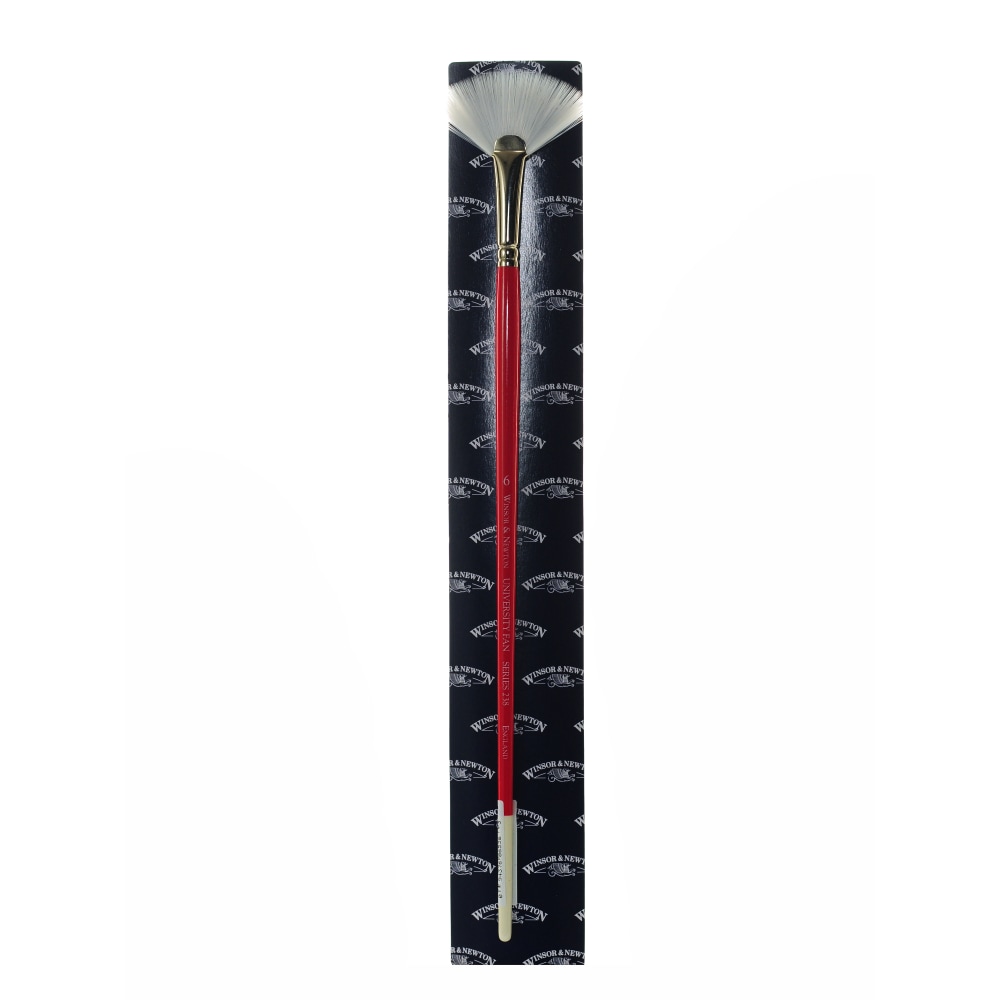 Winsor & Newton University Series Long-Handle Paint Brush 238, Size 6, Fan Bristle, Red MPN:5462006
