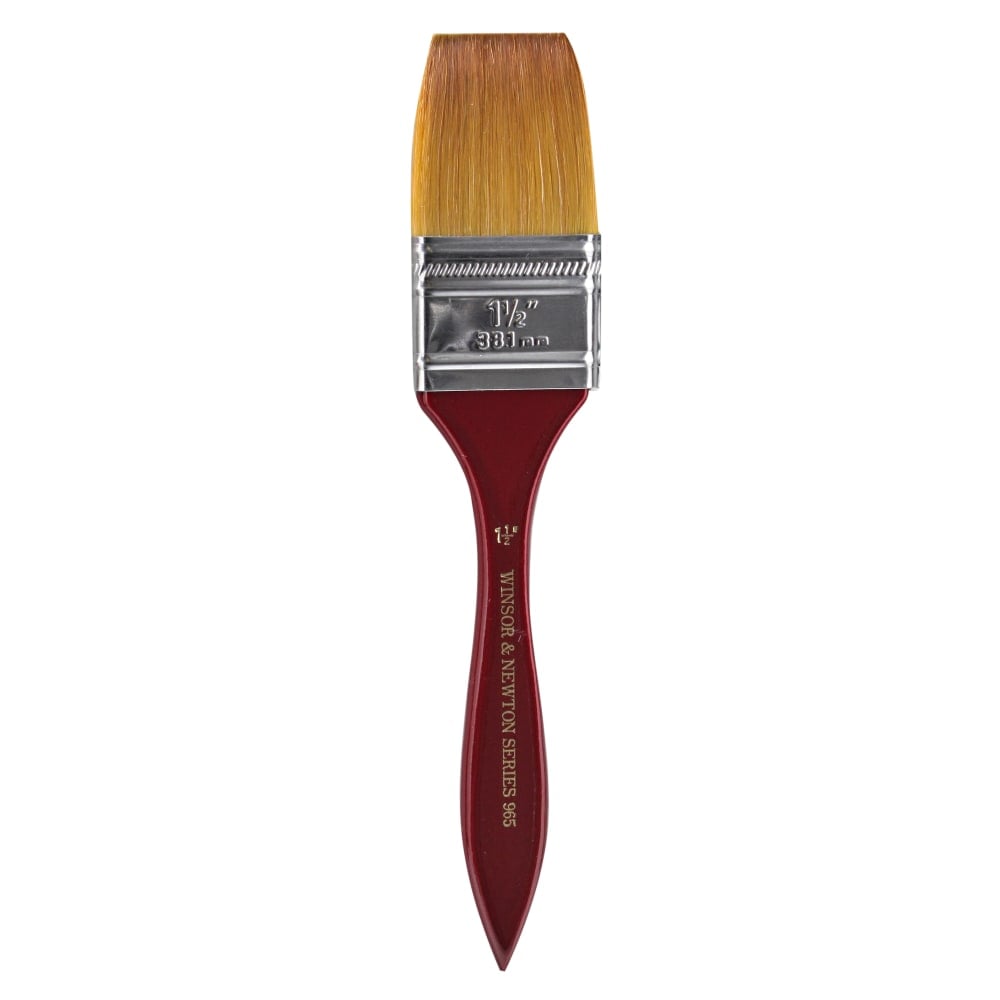 Winsor & Newton Series 965 Golden Nylon & Natural Hair Paint Brush, 1 1/2in, Flat Bristle, Copper MPN:5463138