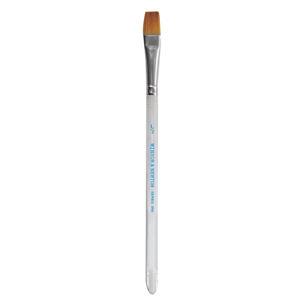 Winsor & Newton Series 995 Aquarelle Golden Nylon Paint Brush, 1/2in, Flat Wash Bristle, Nylon, Clear MPN:5466113