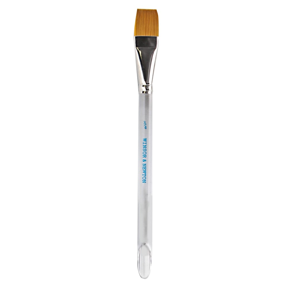 Winsor & Newton Series 995 Aquarelle Golden Nylon Paint Brush, 3/4in, Flat Wash Bristle, Nylon, Clear MPN:5466119