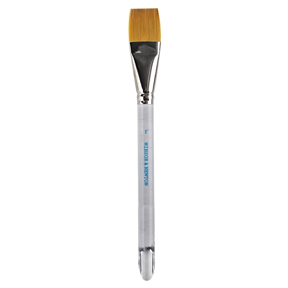 Winsor & Newton Series 995 Aquarelle Golden Nylon Paint Brush, 1in, Flat Wash Bristle, Nylon, Clear MPN:5466125