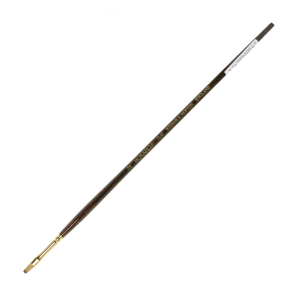 Winsor & Newton Monarch Long-Handle Paint Brush, Size 2, Flat Bristle, Synthetic, Brown MPN:5502002