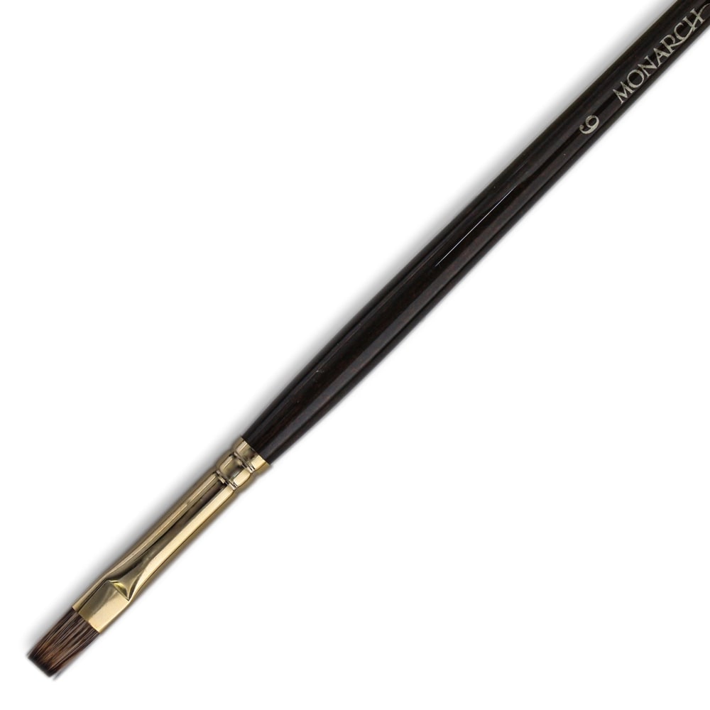 Winsor & Newton Monarch Long-Handle Paint Brush, Size 6, Flat Bristle, Synthetic, Brown MPN:5502006