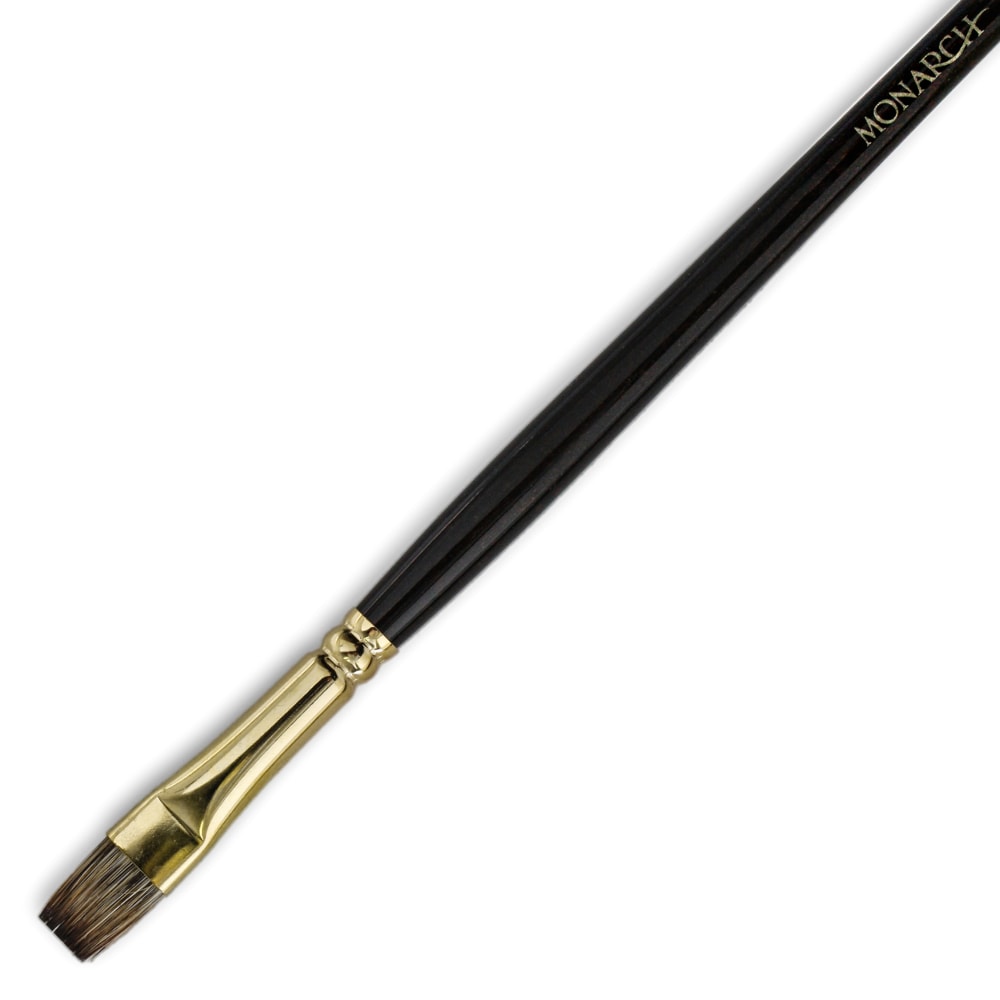 Winsor & Newton Monarch Long-Handle Paint Brush, Size 8, Flat Bristle, Synthetic, Brown MPN:5502008