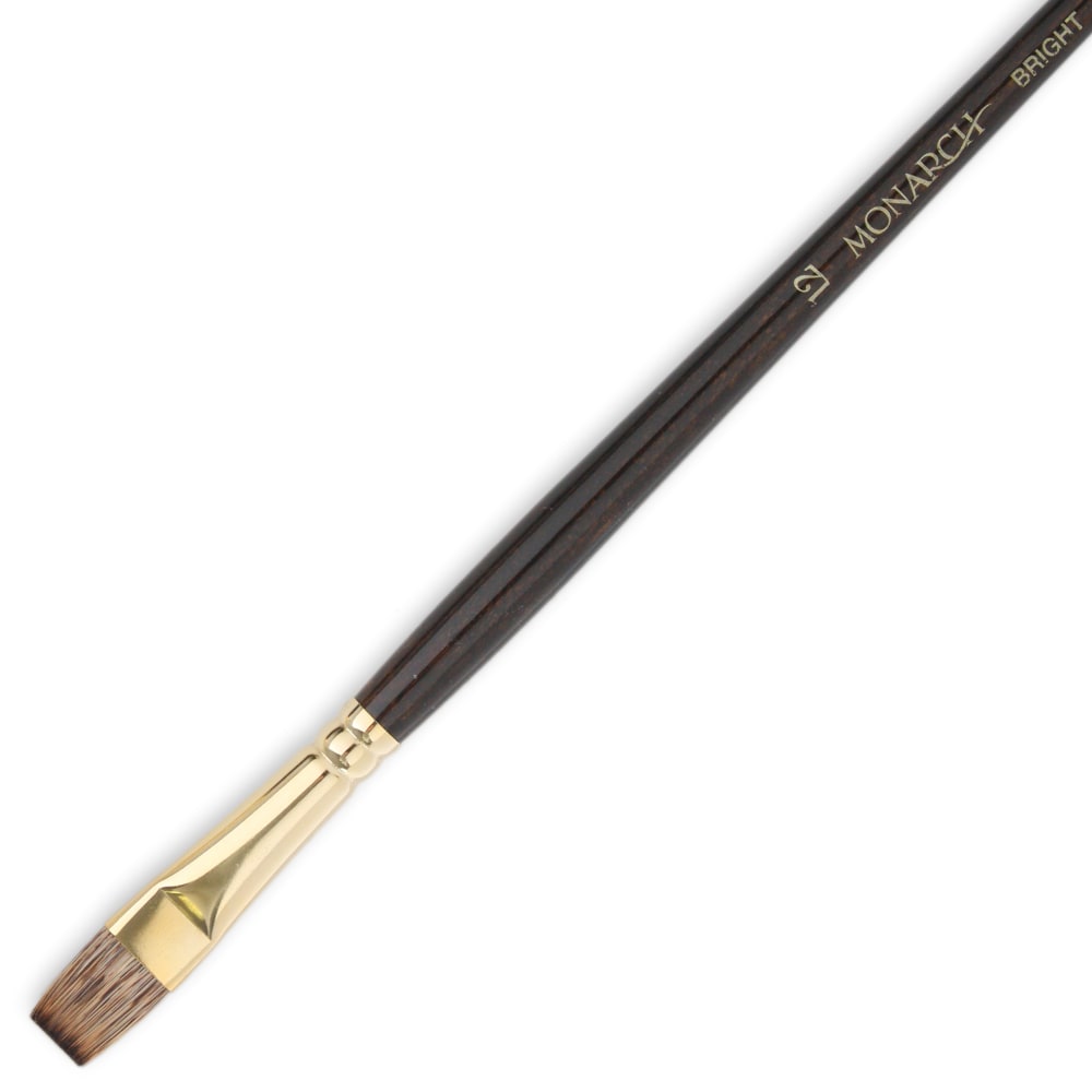 Winsor & Newton Monarch Long-Handle Paint Brush, Size 12, Flat Bristle, Synthetic, Brown MPN:5502012