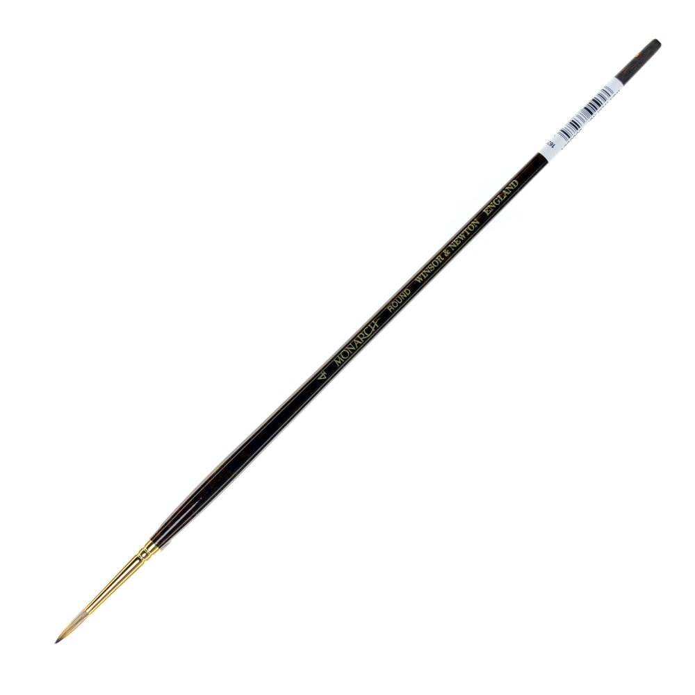 Winsor & Newton Monarch Long-Handle Paint Brush, Size 4, Round Bristle, Synthetic, Brown MPN:5503004
