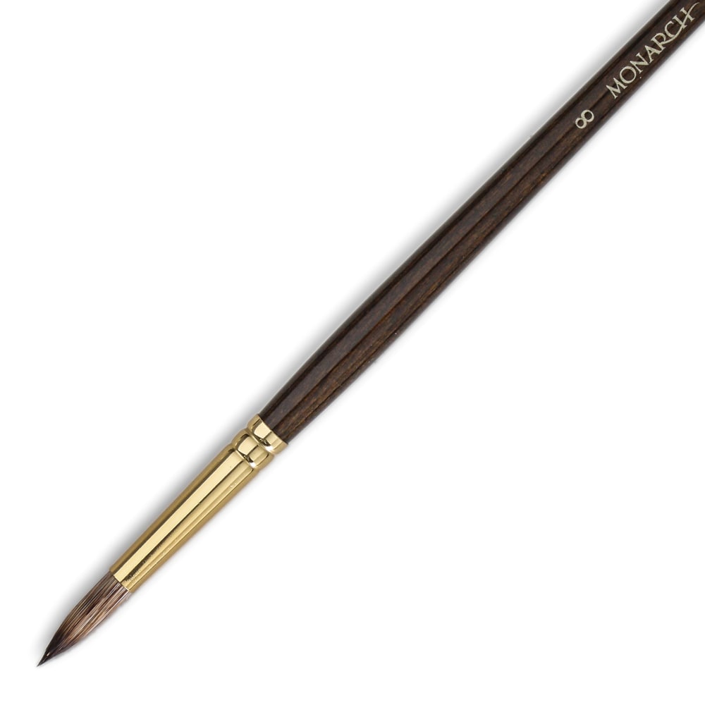 Winsor & Newton Monarch Long-Handle Paint Brush, Size 8, Round Bristle, Synthetic, Brown MPN:5503008