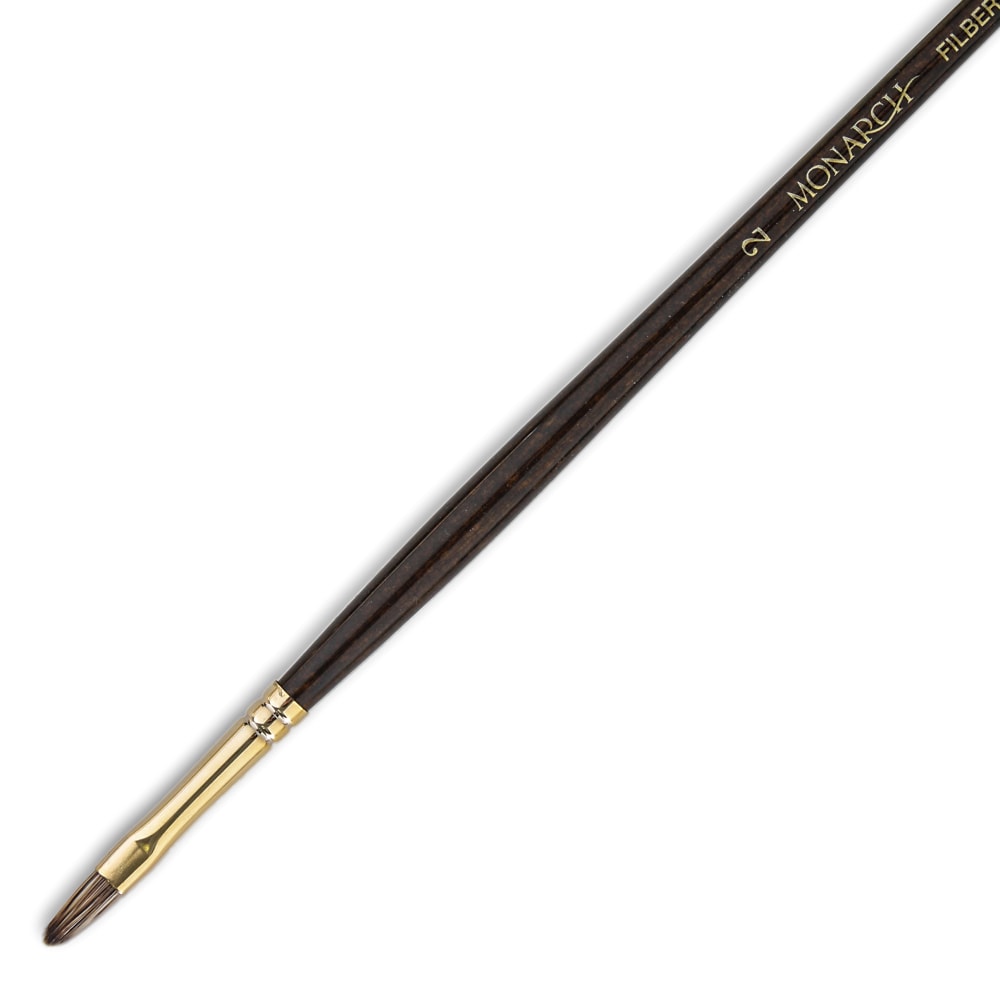 Winsor & Newton Monarch Long-Handle Paint Brush, Size 2, Filbert Bristle, Synthetic, Brown MPN:5504002