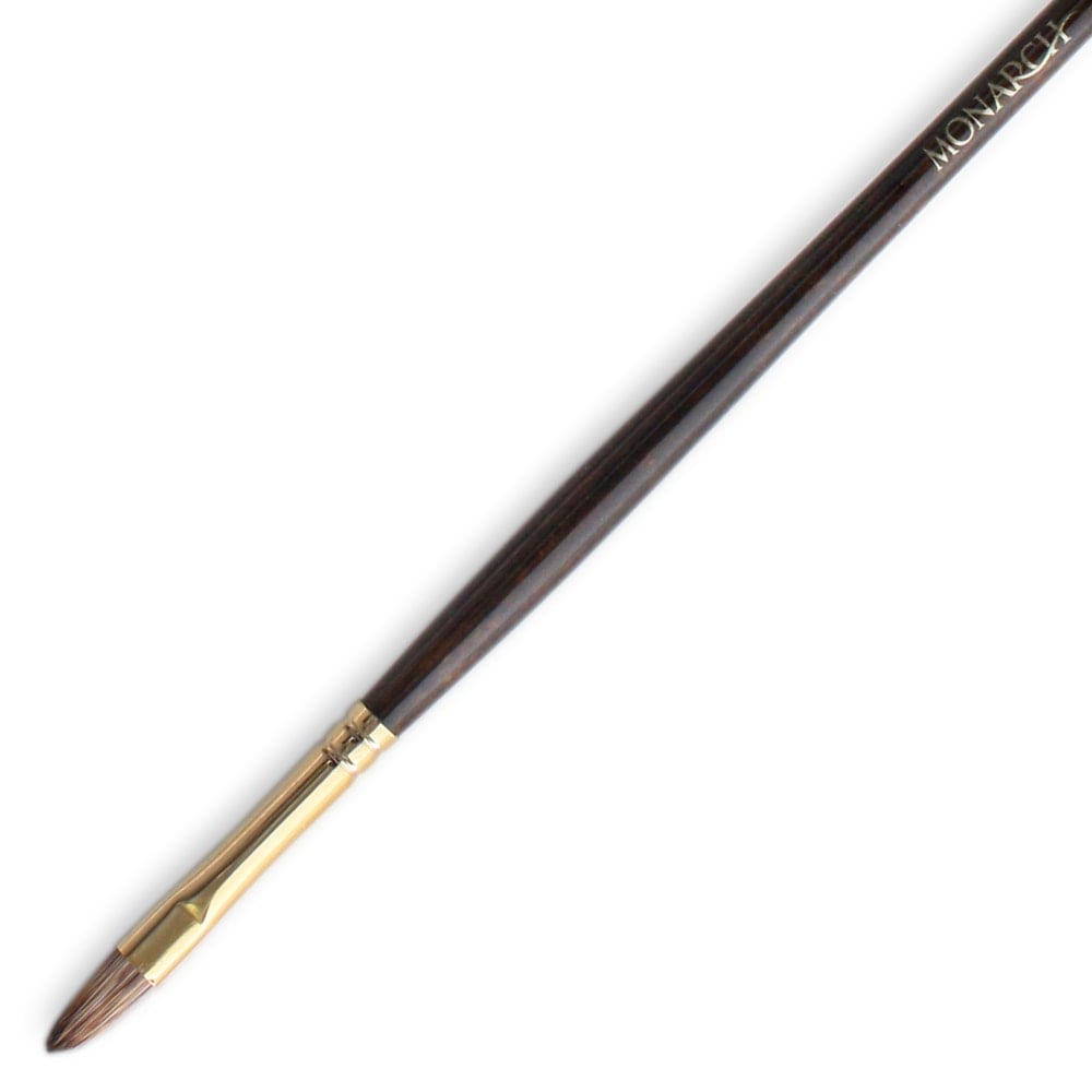 Winsor & Newton Monarch Long-Handle Paint Brush, Size 4, Filbert Bristle, Synthetic, Brown MPN:5504004