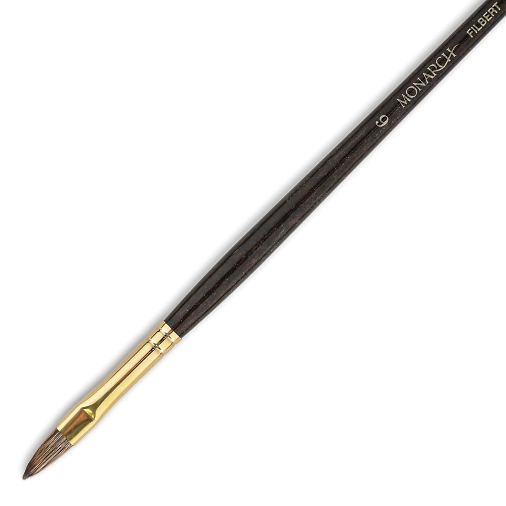 Winsor & Newton Monarch Long-Handle Paint Brush, Size 6, Filbert Bristle, Synthetic, Brown MPN:5504006
