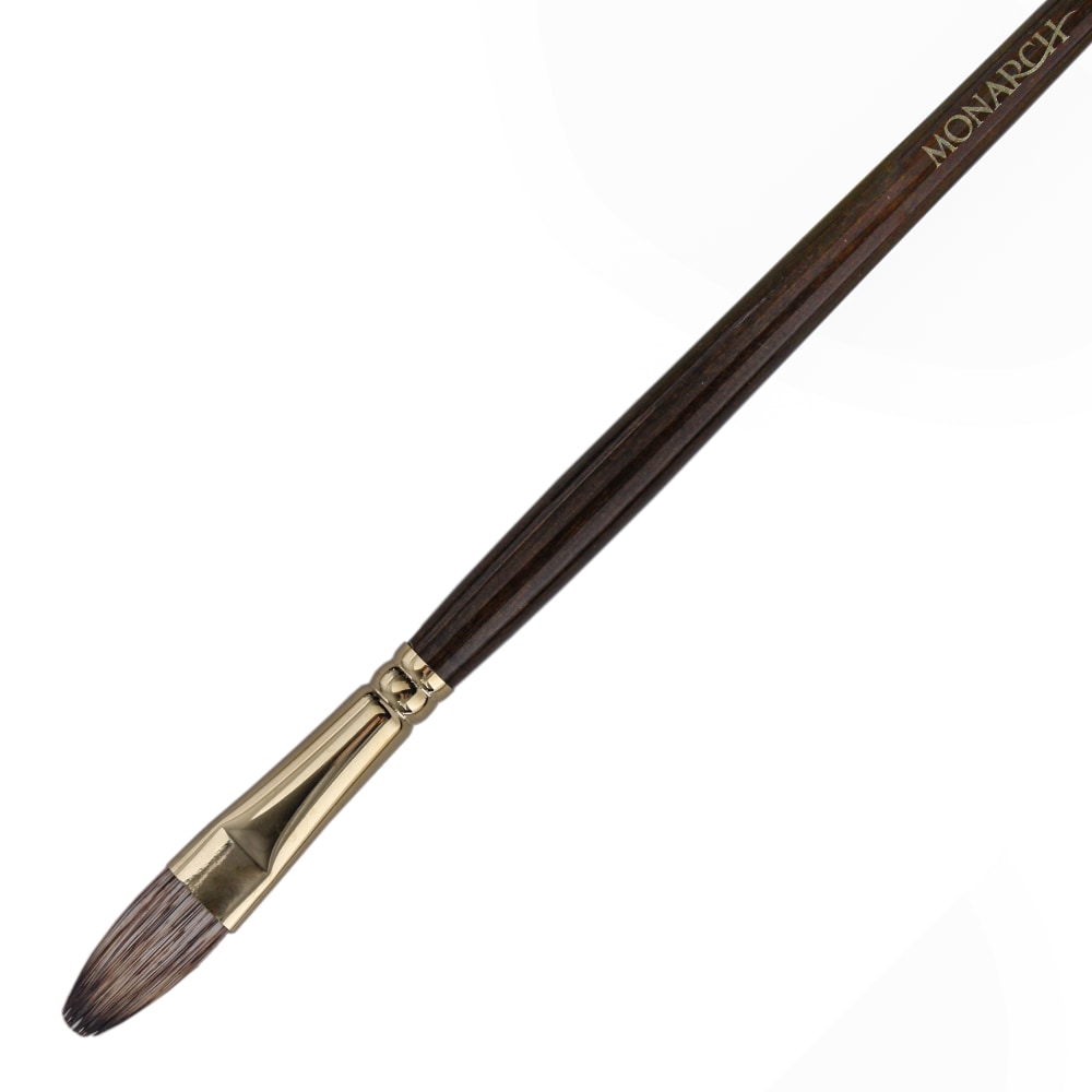 Winsor & Newton Monarch Long-Handle Paint Brush, Size 10, Filbert Bristle, Synthetic, Brown MPN:5504010