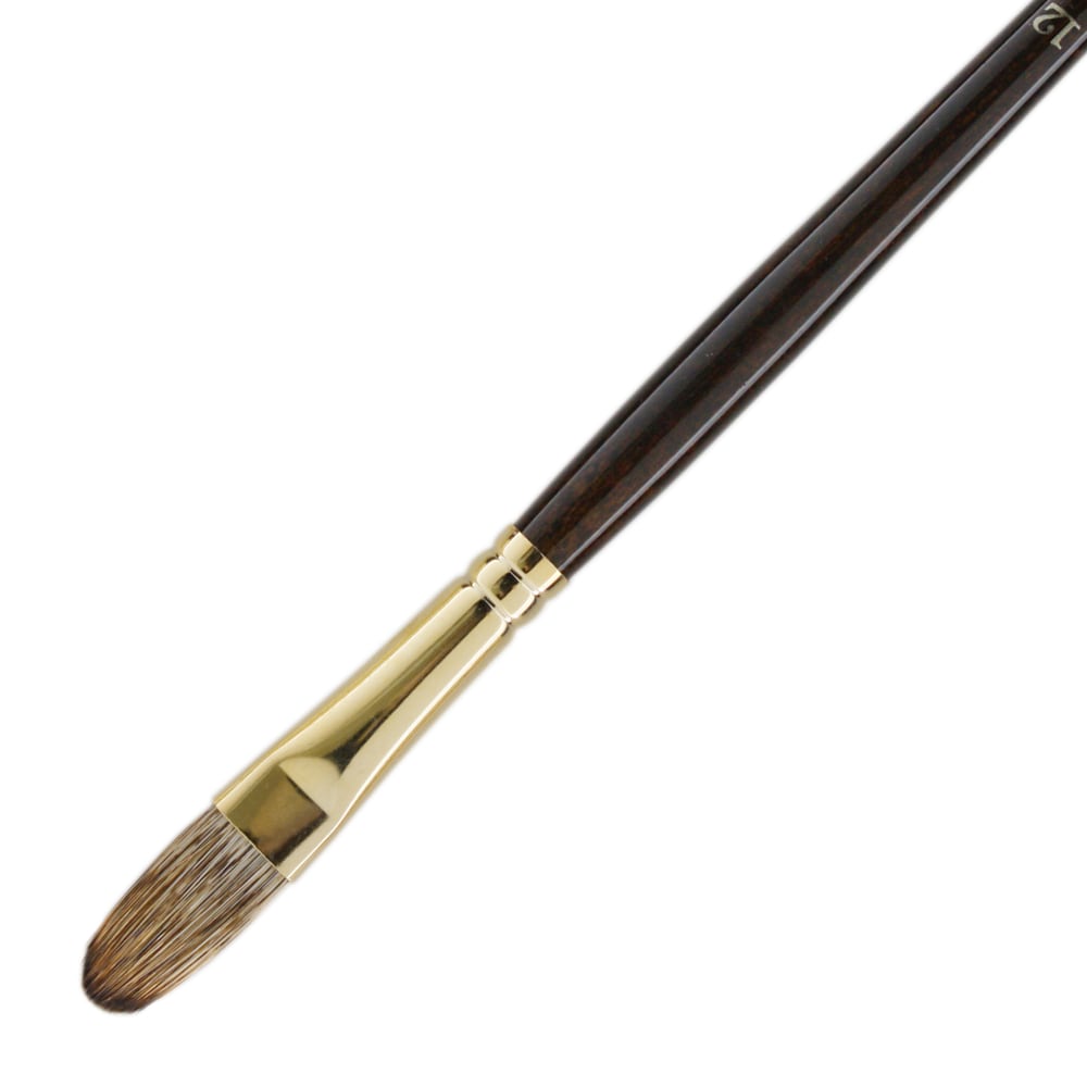 Winsor & Newton Monarch Long-Handle Paint Brush, Size 12, Filbert Bristle, Synthetic, Brown MPN:5504012