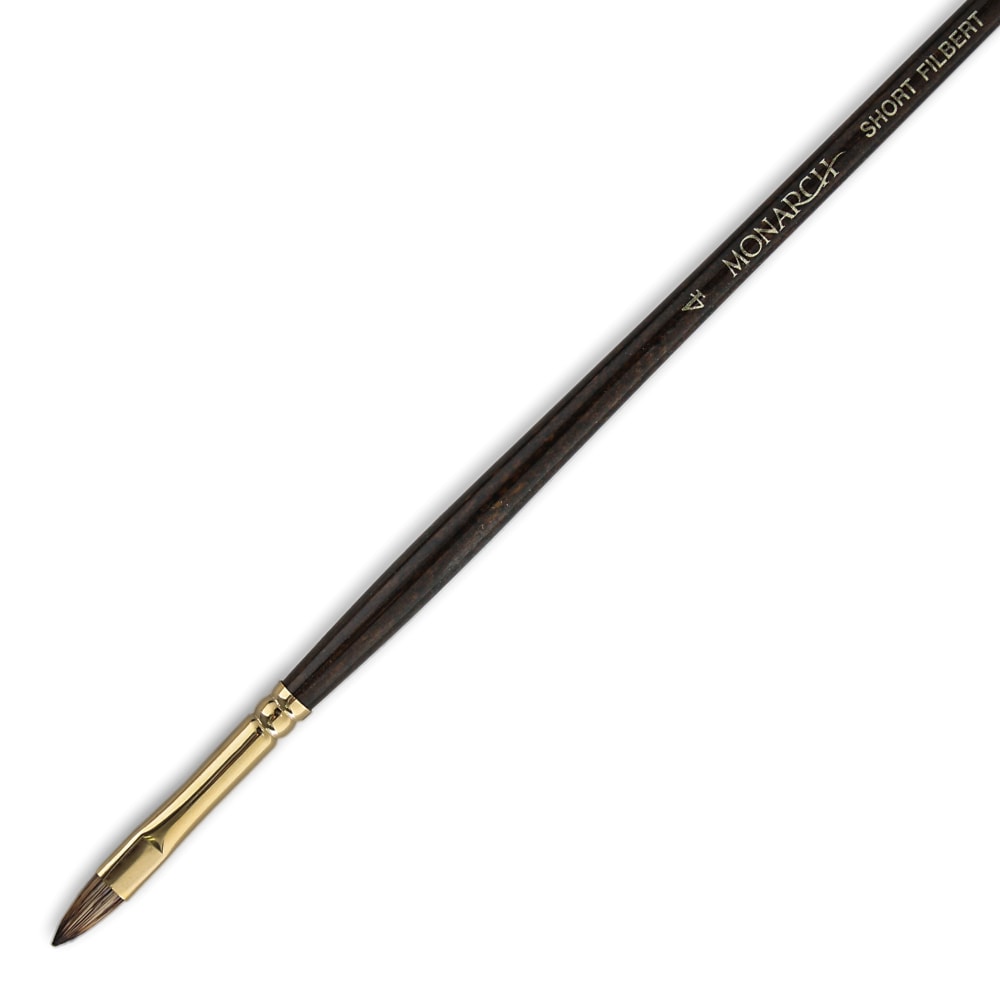 Winsor & Newton Monarch Long-Handle Paint Brush, Size 4, Short Filbert, Synthetic, Brown MPN:5505004