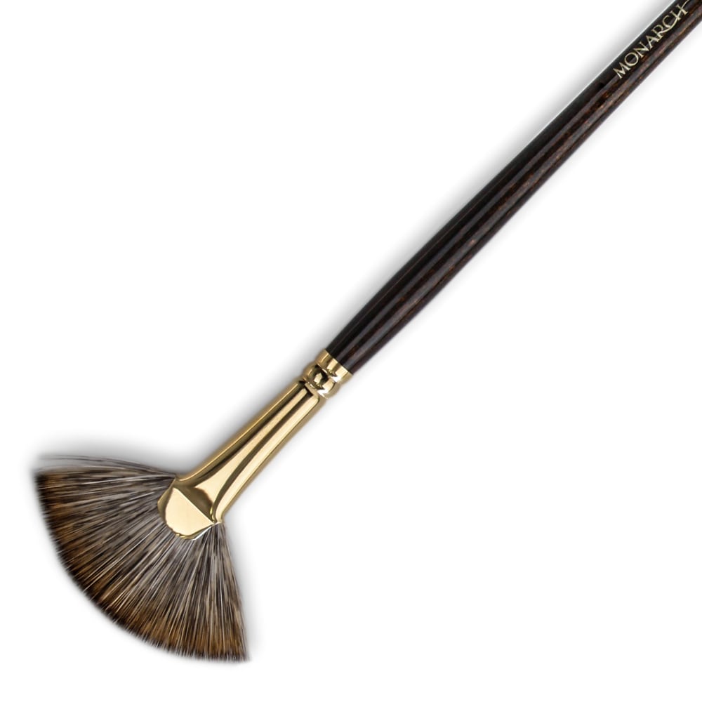 Winsor & Newton Monarch Long-Handle Paint Brush, Size 6, Fan Bristle, Synthetic, Brown MPN:5506006
