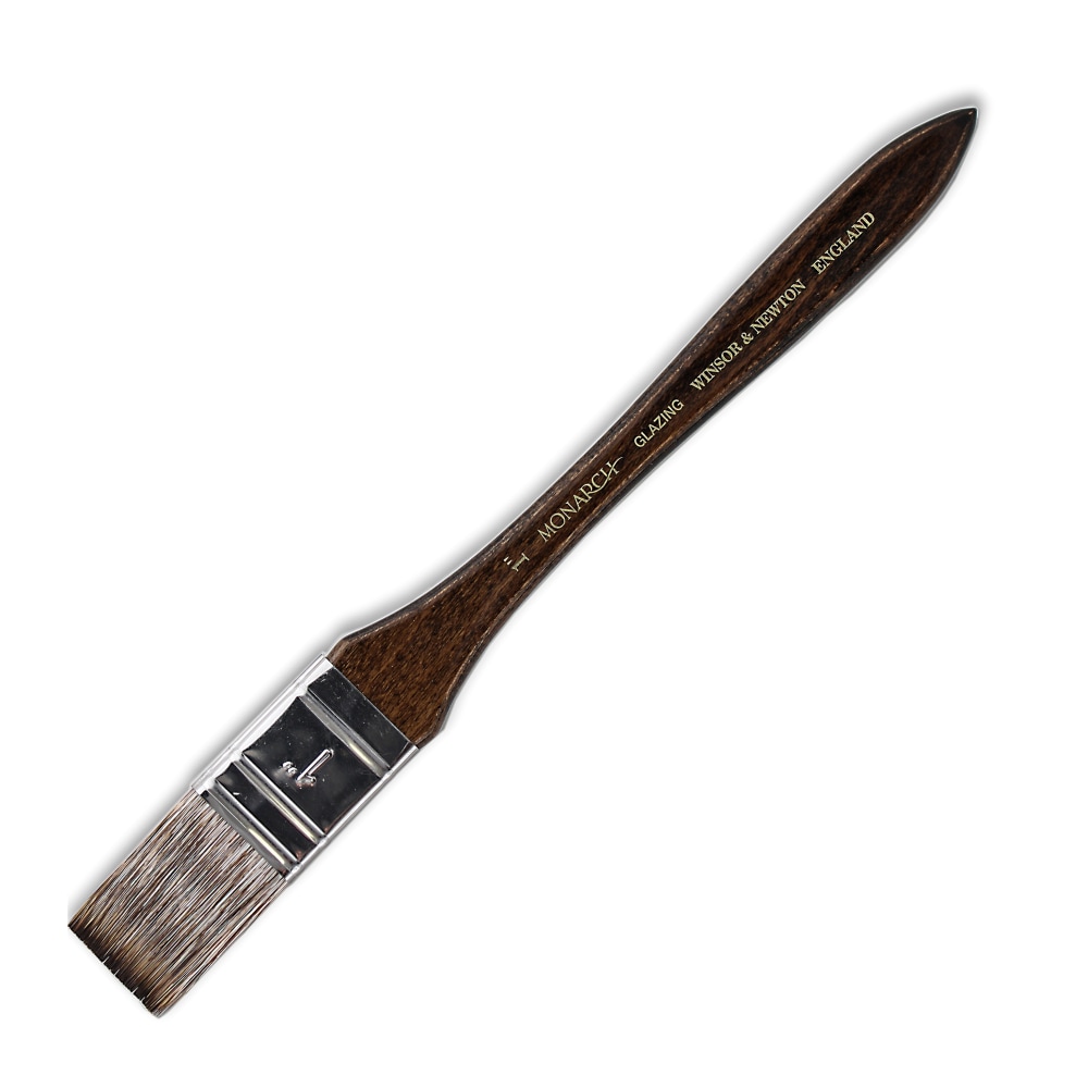 Winsor & Newton Monarch Paint Brush, Short Handle, 1in, Glazing/Varnishing Bristle, Synthetic, Brown MPN:5507125