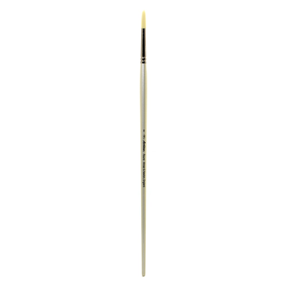 Winsor & Newton Artisan Series Paint Brush, Size 8, Round Bristle, Synthetic, Silver MPN:5522008
