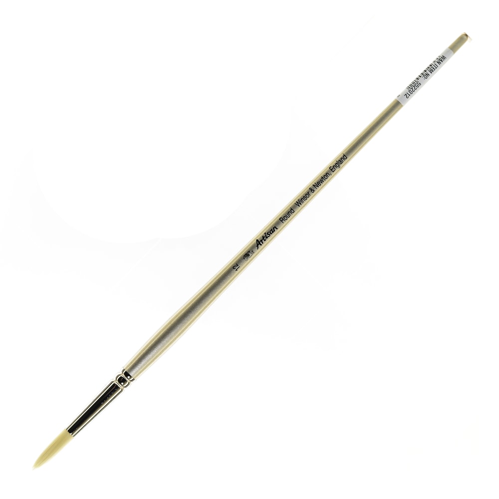 Winsor & Newton Artisan Series Paint Brush, Size 12, Round Bristle, Synthetic, Silver MPN:5522012