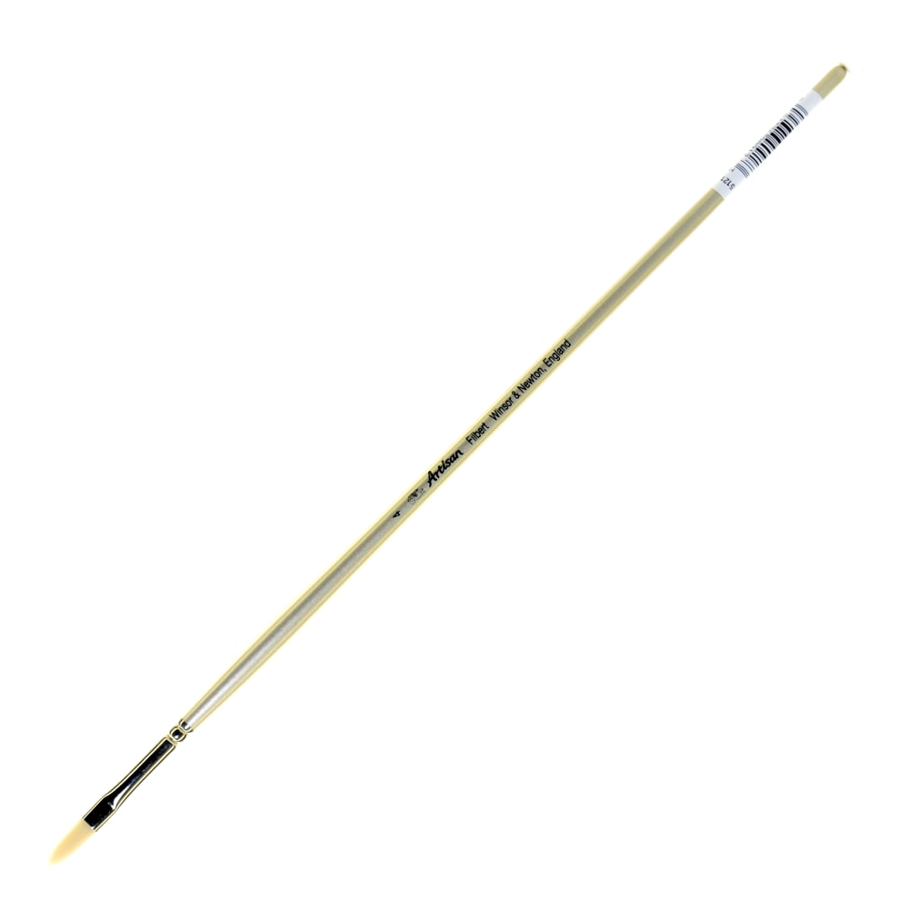 Winsor & Newton Artisan Series Paint Brush, Size 4, Filbert Bristle, Synthetic, Silver MPN:5523004