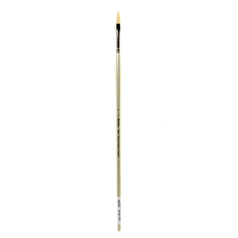 Winsor & Newton Artisan Series Paint Brush, Size 6, Filbert Bristle, Synthetic, Silver MPN:5523006