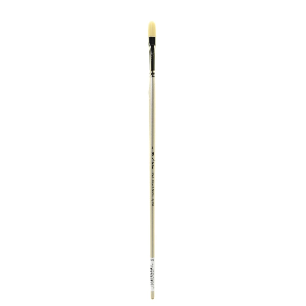 Winsor & Newton Artisan Series Paint Brush, Size 8, Filbert Bristle, Synthetic, Silver MPN:5523008