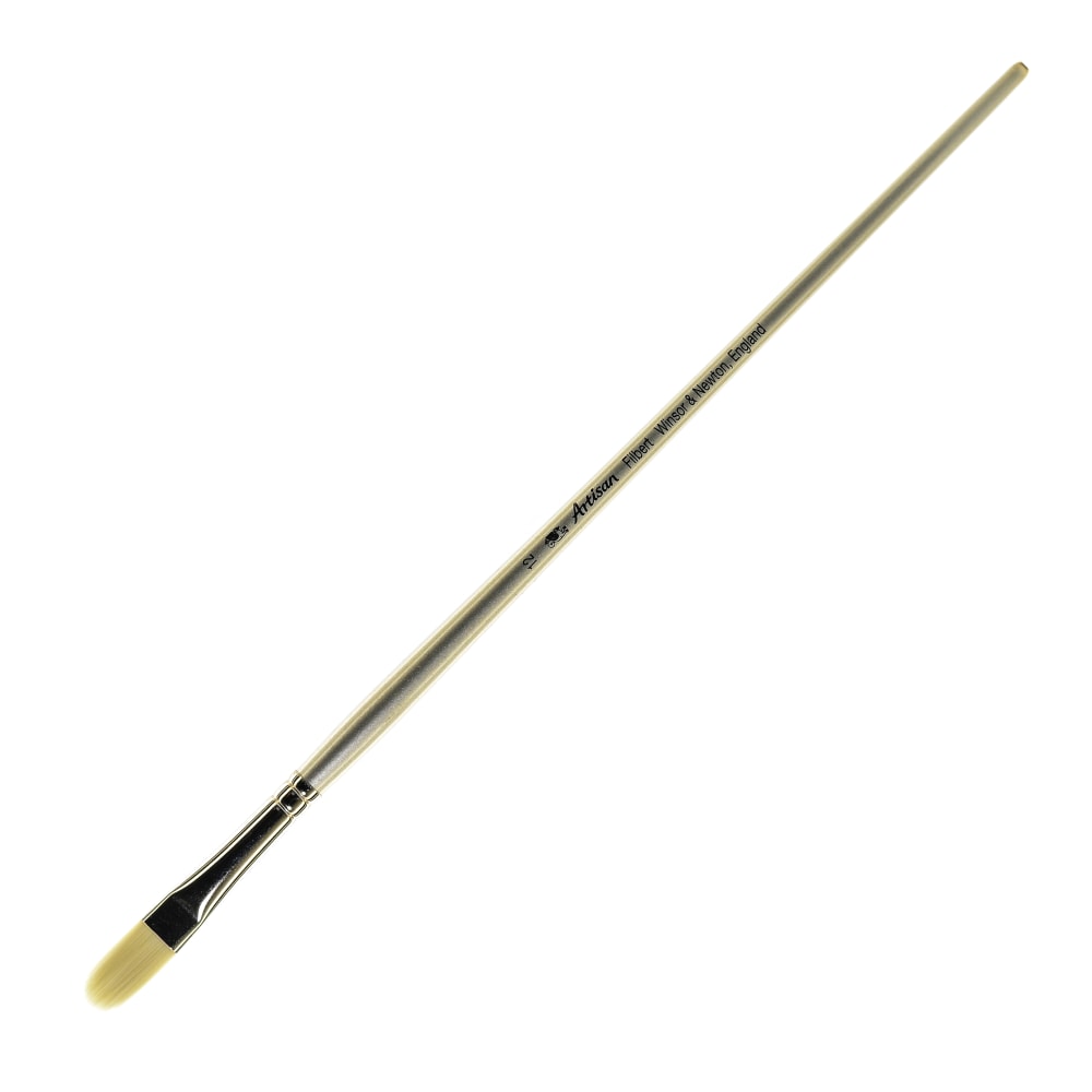 Winsor & Newton Artisan Series Paint Brush, Size 12, Filbert Bristle, Synthetic, Silver MPN:5523012