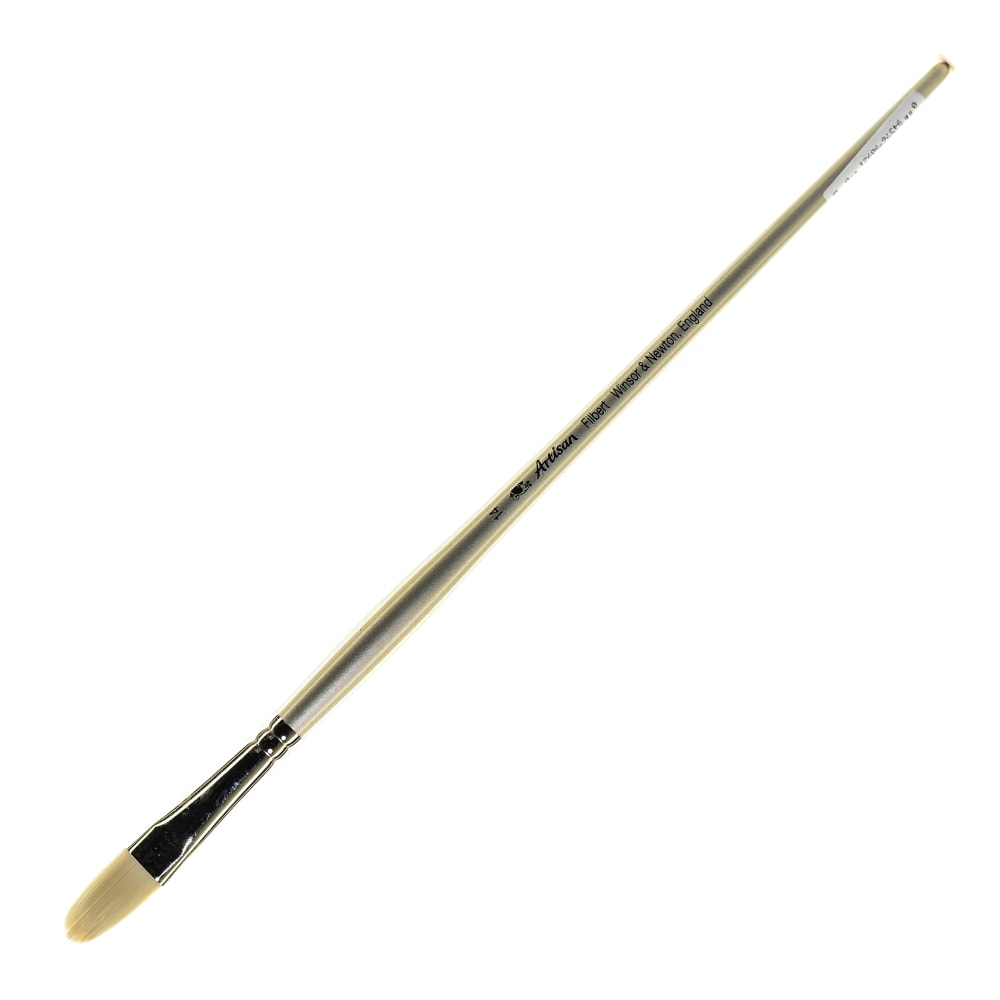 Winsor & Newton Artisan Series Paint Brush, Size 14, Filbert Bristle, Synthetic, Silver MPN:5523014