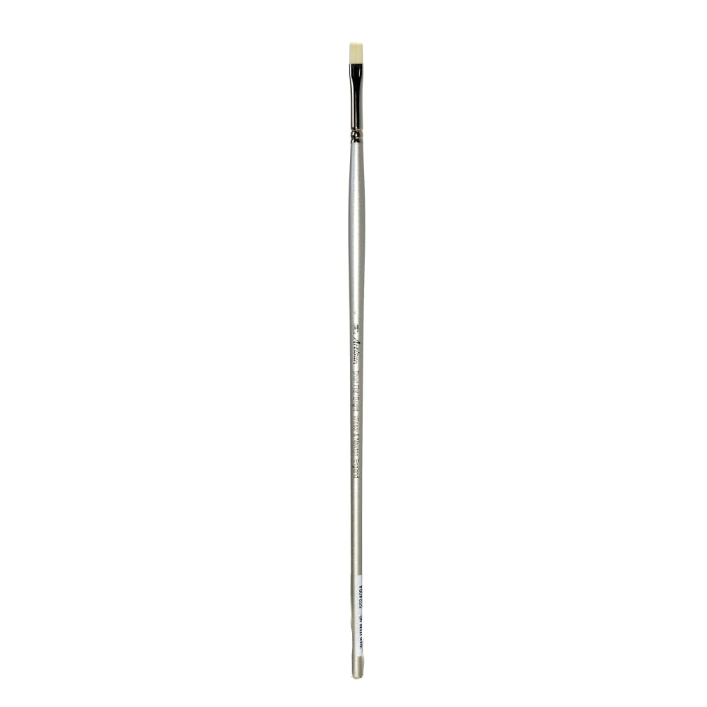 Winsor & Newton Artisan Series Paint Brush, Size 4, Flat/Bright Bristle, Synthetic, Silver MPN:5524004
