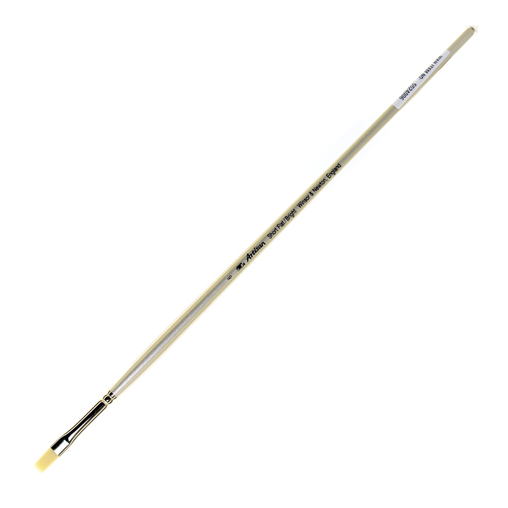 Winsor & Newton Artisan Series Paint Brush, Size 6, Flat/Bright Bristle, Synthetic, Silver MPN:5524006