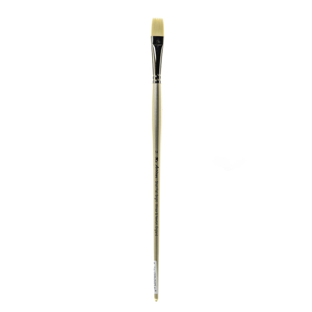 Winsor & Newton Artisan Series Paint Brush, Size 14, Bright Bristle, Synthetic, Silver MPN:5524014