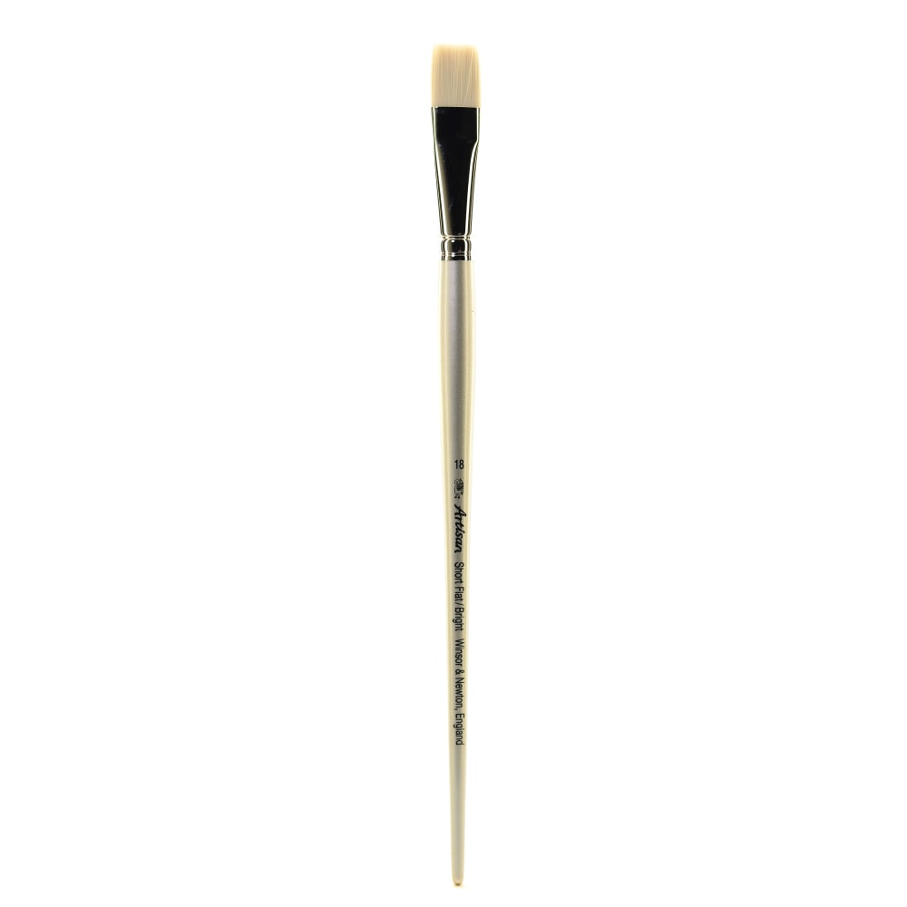 Winsor & Newton Artisan Series Paint Brush, Size 18, Bright Bristle, Synthetic, Silver MPN:5524018