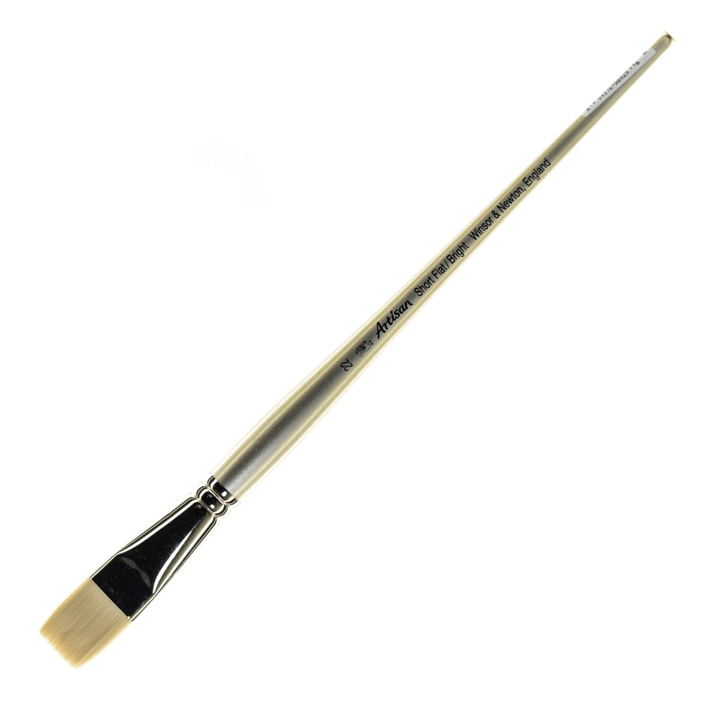 Winsor & Newton Artisan Series Paint Brush, Size 22, Flat/Bright Bristle, Synthetic, Silver MPN:5524022