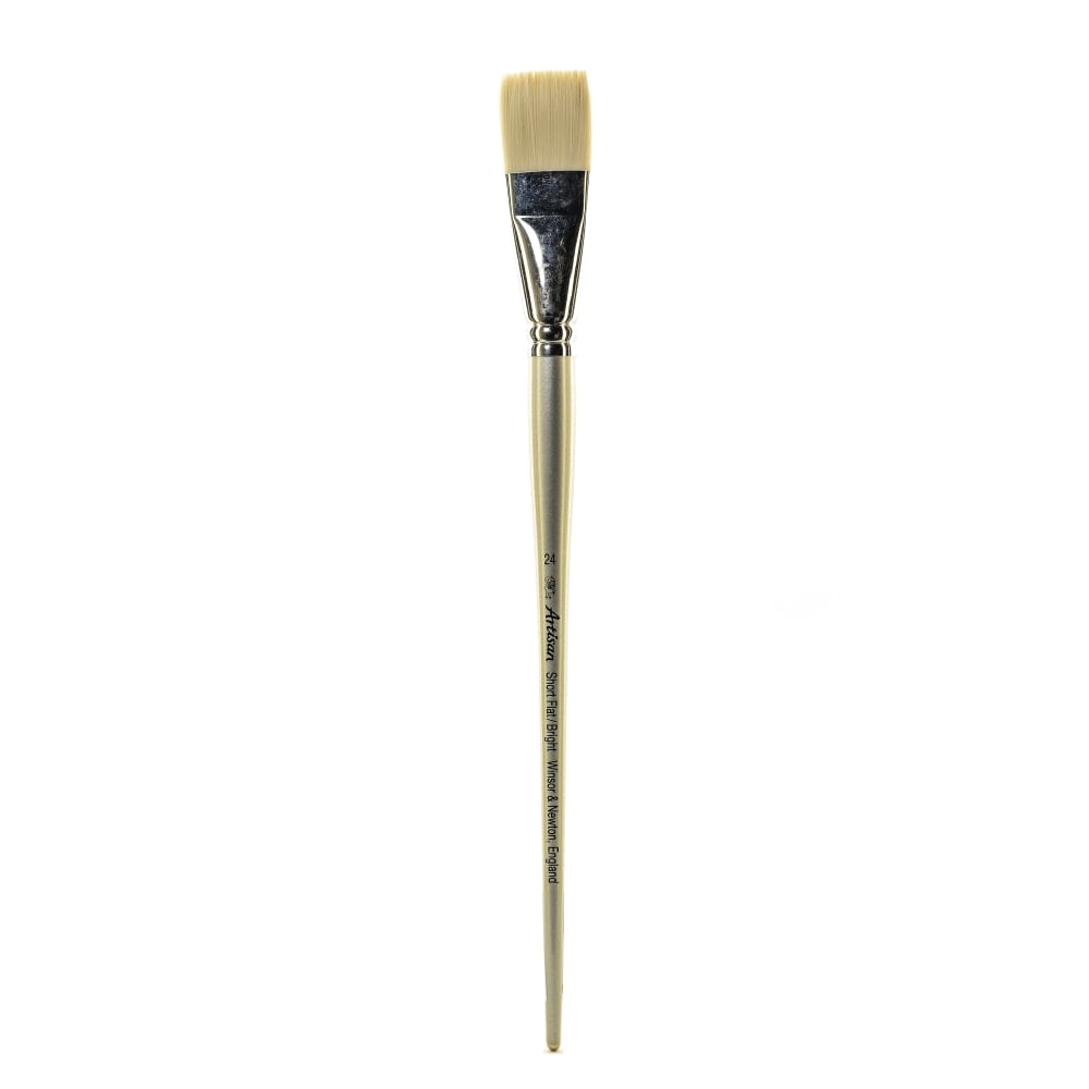 Winsor & Newton Artisan Series Paint Brush, Size 24, Flat/Bright Bristle, Synthetic, Silver MPN:5524024