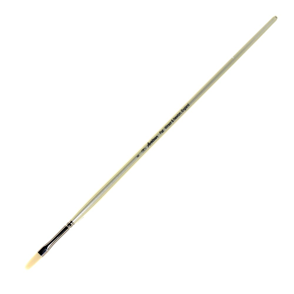 Winsor & Newton Artisan Series Paint Brush, Size 6, Flat Bristle, Synthetic, Silver MPN:5525006