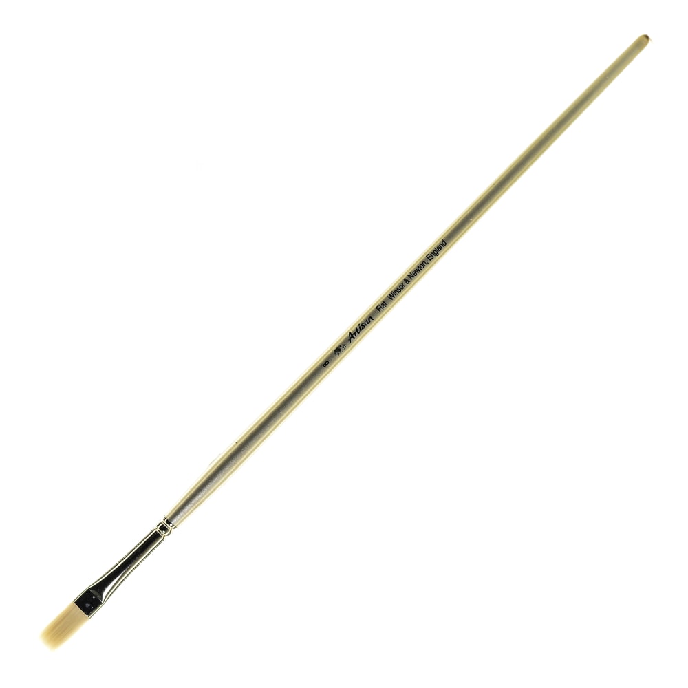 Winsor & Newton Artisan Series Paint Brush, Size 8, Flat Bristle, Synthetic, Silver MPN:5525008