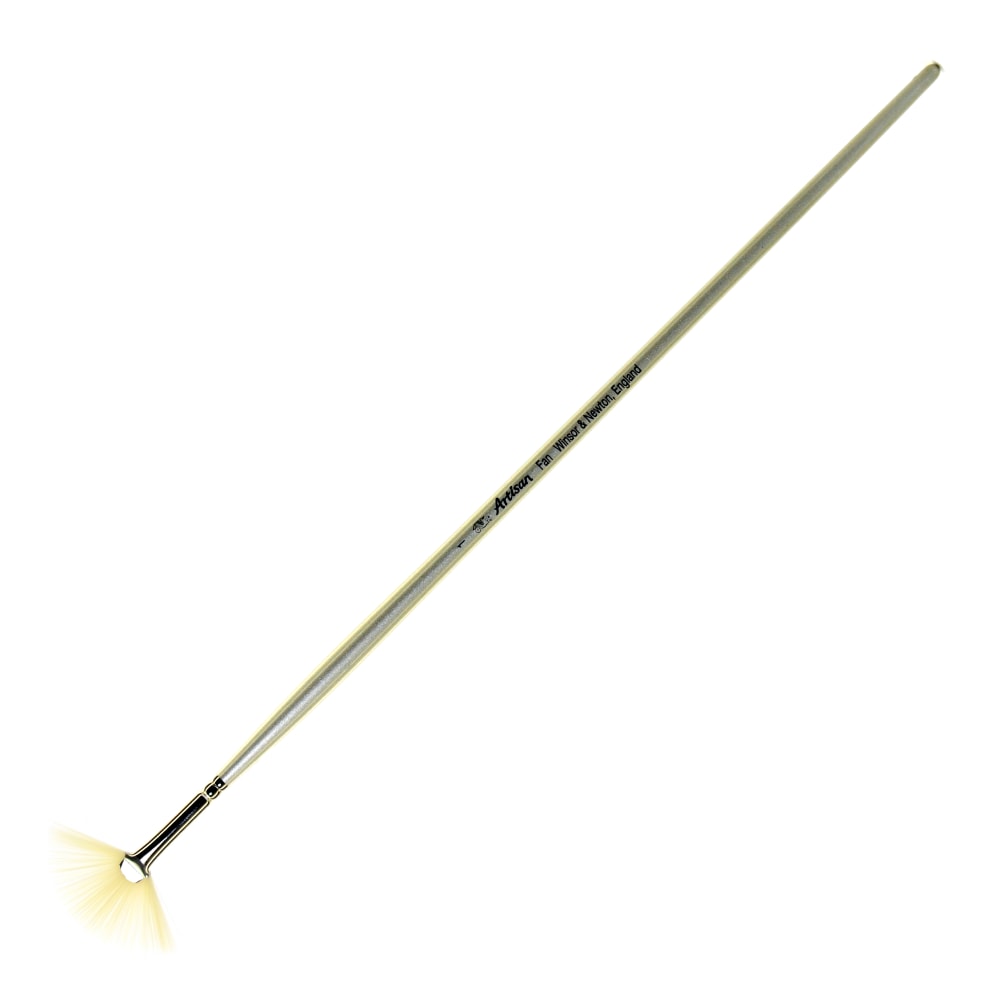 Winsor & Newton Artisan Series Paint Brush, Size 1, Fan Bristle, Synthetic, Silver MPN:5528001