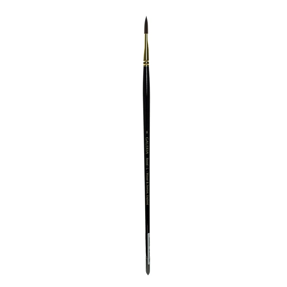 Winsor & Newton Galeria Long-Handle Paint Brush, Size 8, Round Bristle, Polyester, Burgundy MPN:5730008