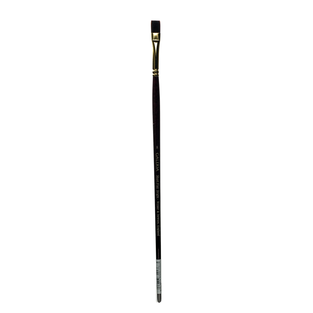 Winsor & Newton Galeria Long-Handle Paint Brush, Size 8, Flat Bristle, Polyester, Burgundy MPN:5731008
