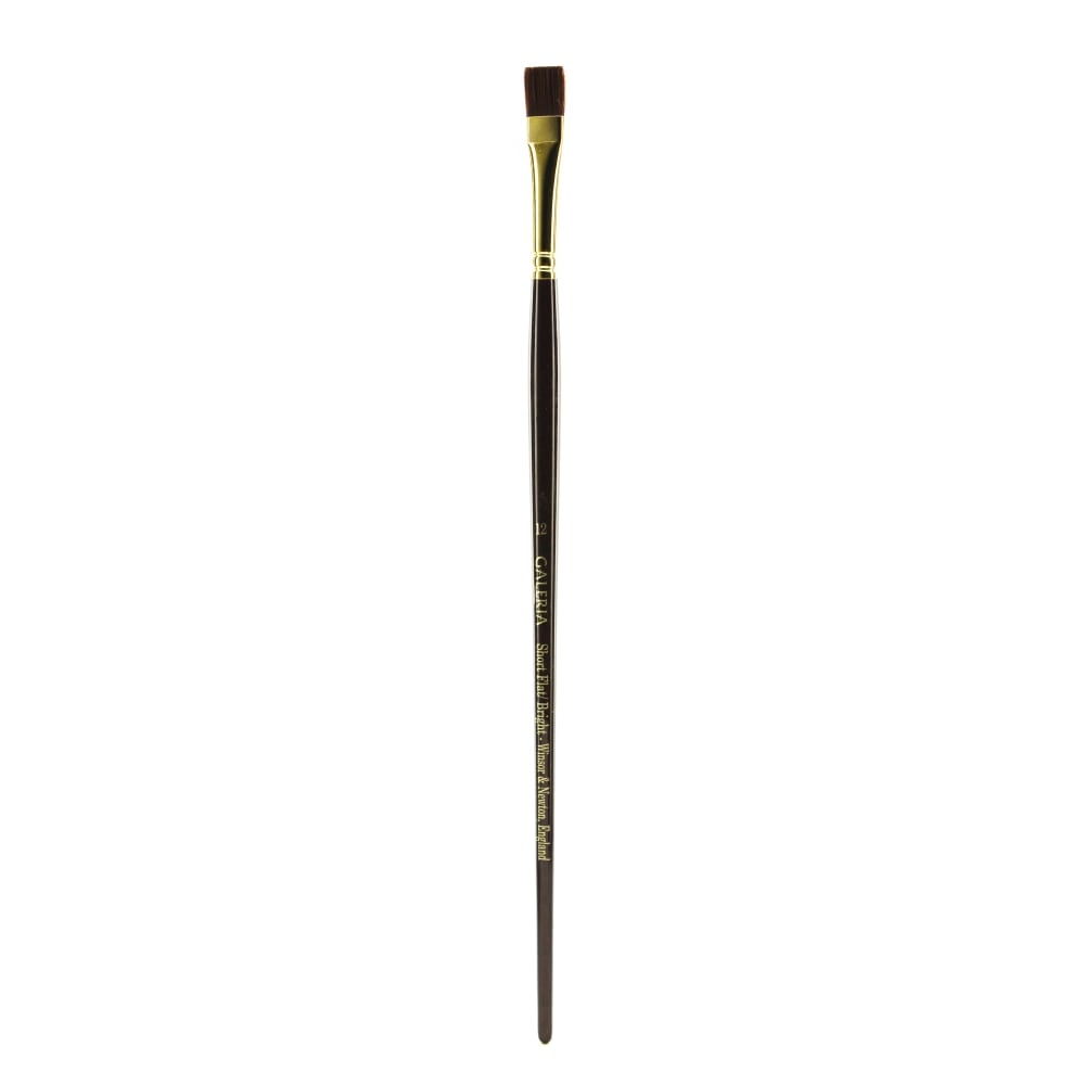 Winsor & Newton Galeria Long-Handle Paint Brush, Size 12, Flat Bristle, Polyester, Burgundy, 5731012 MPN:5731012