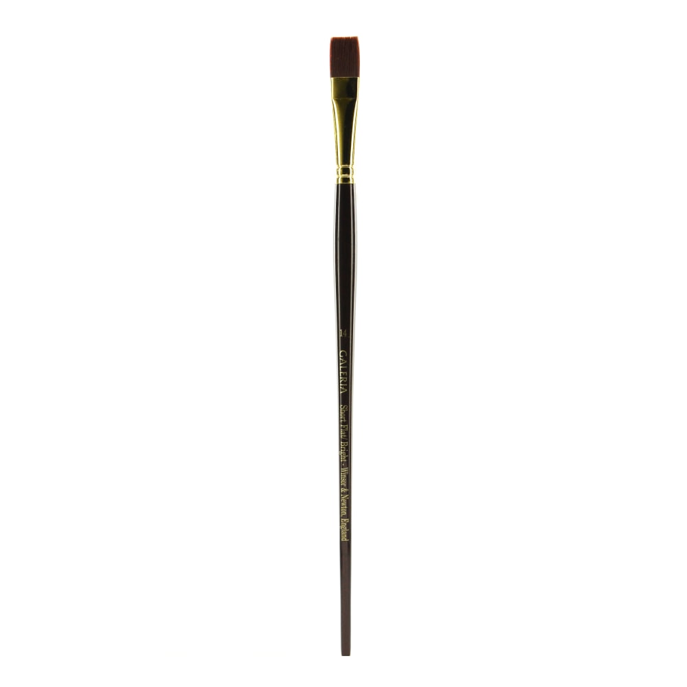 Winsor & Newton Galeria Long-Handle Paint Brush, Size 14, Flat Bristle, Polyester, Burgundy, 5731014 MPN:5731014